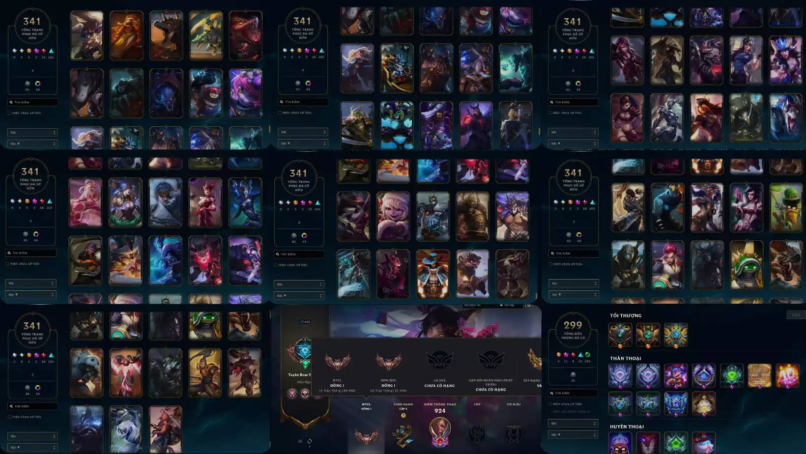 Ảnh LOL 341 SKIN RANK ĐỒNG NHIỀU BIỂU TƯỢNG  NHIỀU MẪU MẮT NGON